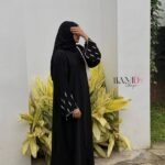 White Embroidered sleeves abaya